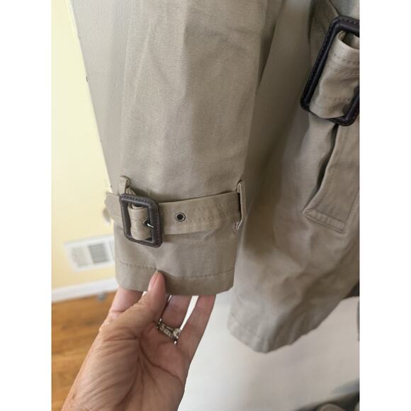 BANANA REPUBLIC Double-Breasted Belted Lined Trench Coat Sze S Khaki Classic EUC - Picture 5 of 15